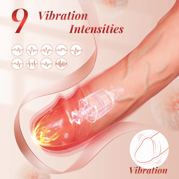 (BLACK) APP Controlled 9 Vibration Intensities Vibrating Penis Sleeve