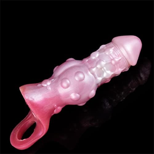 7.16in Monster Penis Extender Sleeve – Soft Silicone Enlargement Sleeve with Cock Ring for Men