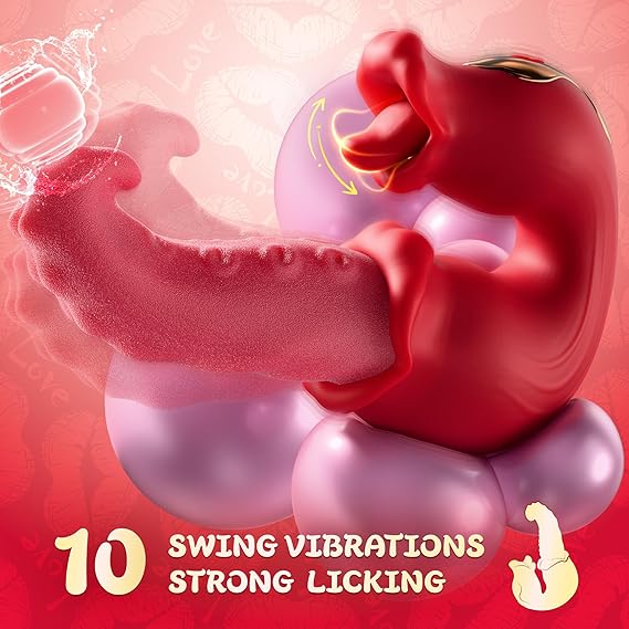 Rose Sex Toy: 10 Licking & Vibration Modes, G-spot Clit Stimulator& Thrusting Dildo