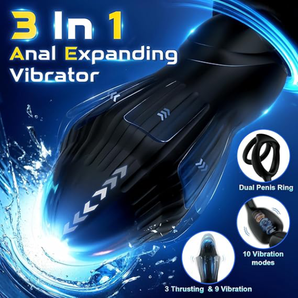 3 Thrusting Expanding & 9 Vibration Modes Thrusting Anal Expansion Prostate Massager