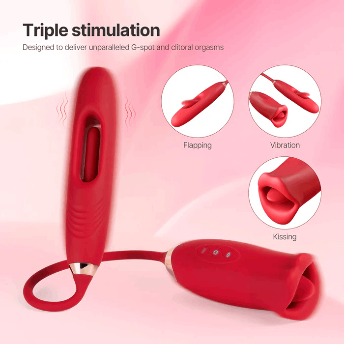 G Spot Flapping Vibrator with Kissing Function & Vibrating Tongue