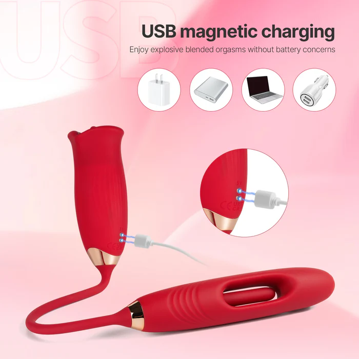 G Spot Flapping Vibrator with Kissing Function & Vibrating Tongue