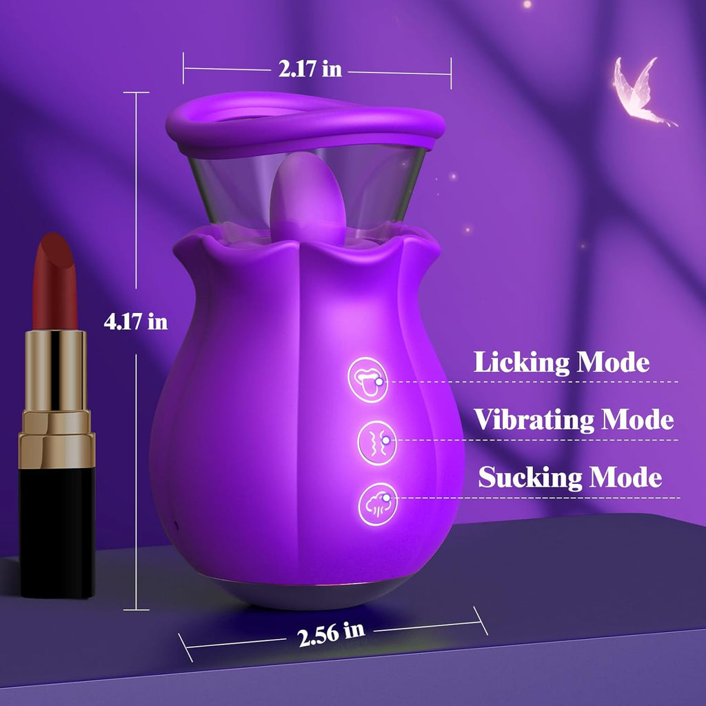 Sucking Vibrator - 3 in 1, Removable Cup, 360° Rotation G spot Vibrator with 9 Tongue Licking & Vibration & 3 Suctions
