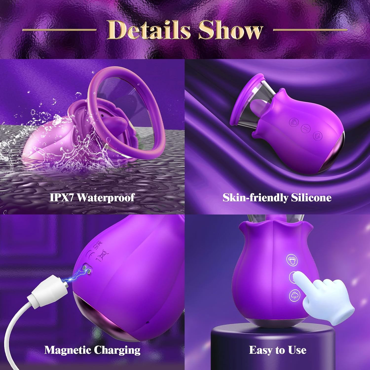 Sucking Vibrator - 3 in 1, Removable Cup, 360° Rotation G spot Vibrator with 9 Tongue Licking & Vibration & 3 Suctions