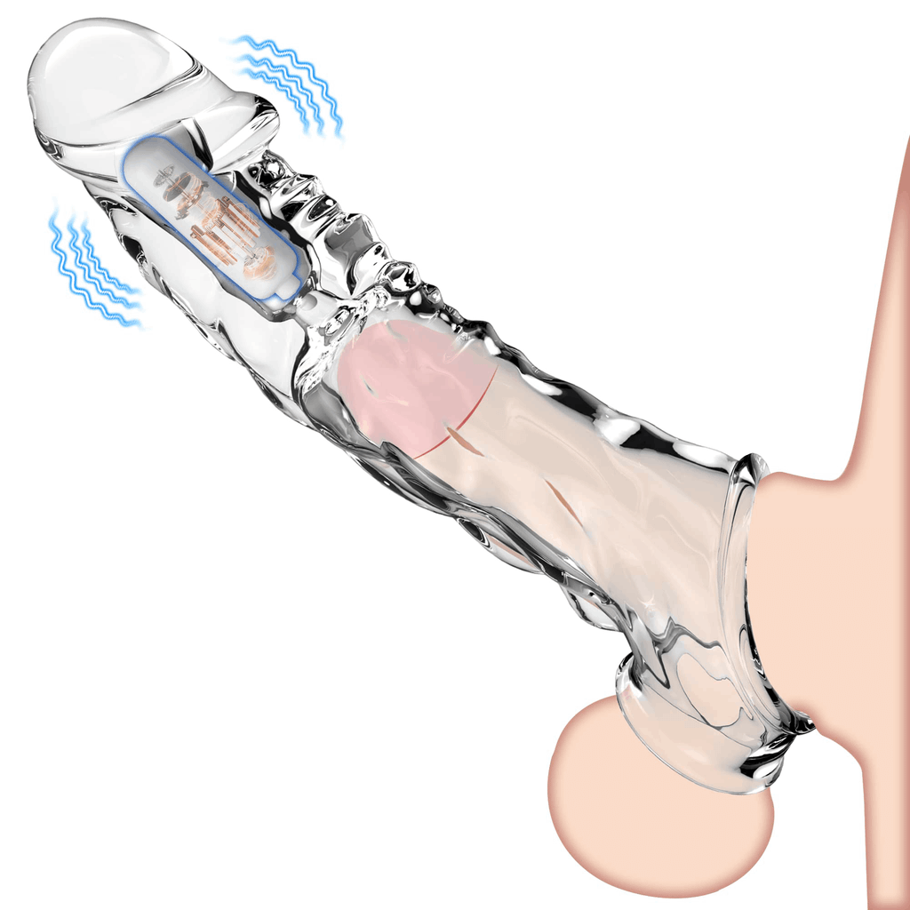 Eveandlove 3.6 inch Clear Reusable Penis Sleeve with Vibrator Penis Ring