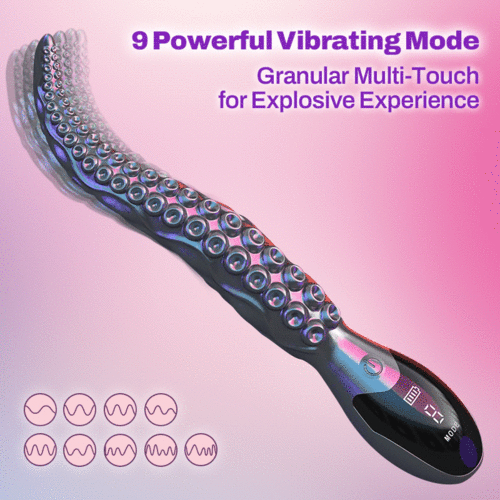 LED Octopus Tentacle G-Spot Vibrator with 9 Modes, 10.7  Silicone Dildo for Clitoral, Anal, and Vaginal Stimulation