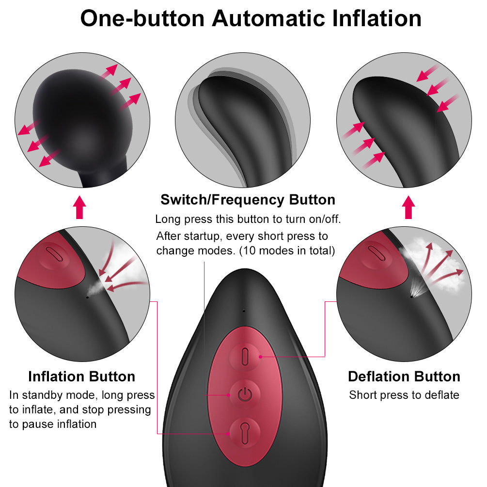 Inflatable Butt Plug Vibrator Wireless Remote Control Male Prostate Massager