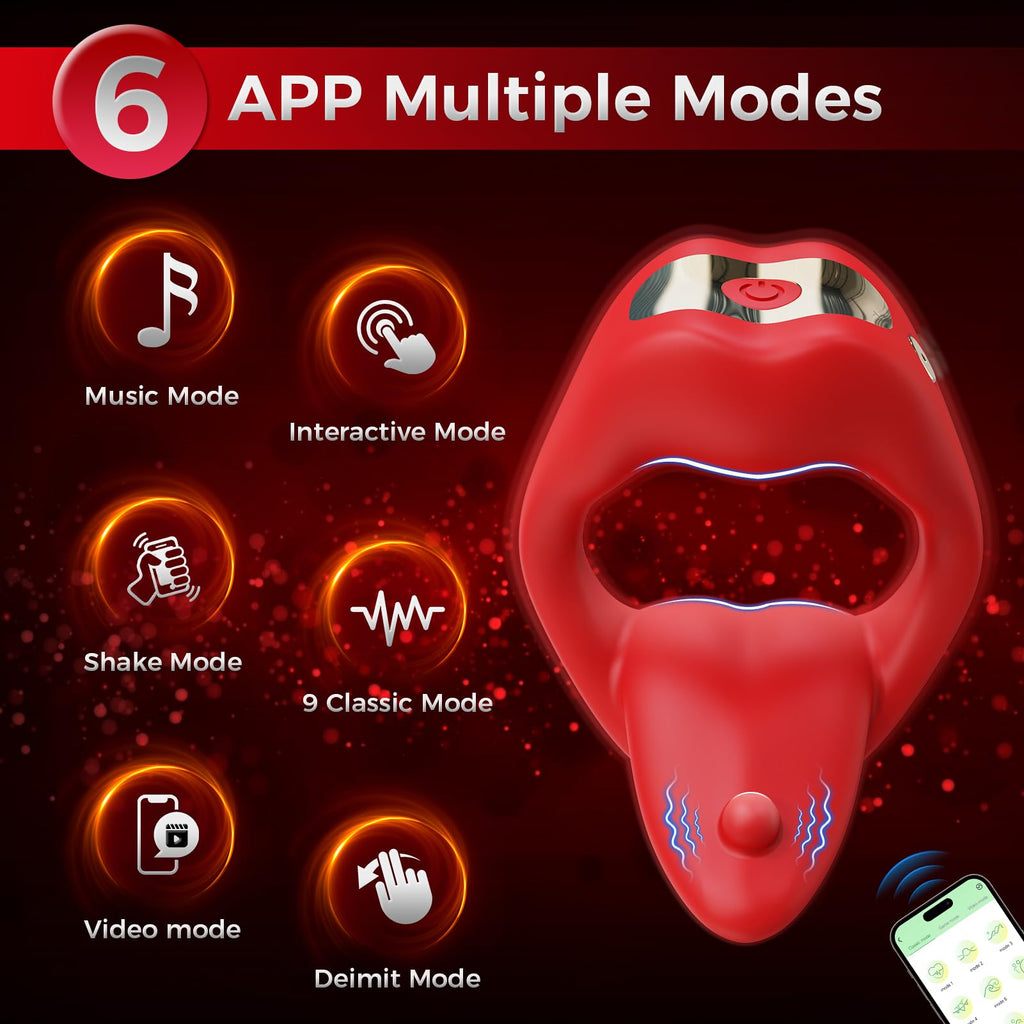 Penis Ring Tongue Design with 9 Vibration Modes Male Couples Sex Toys Clitoral Vibrator