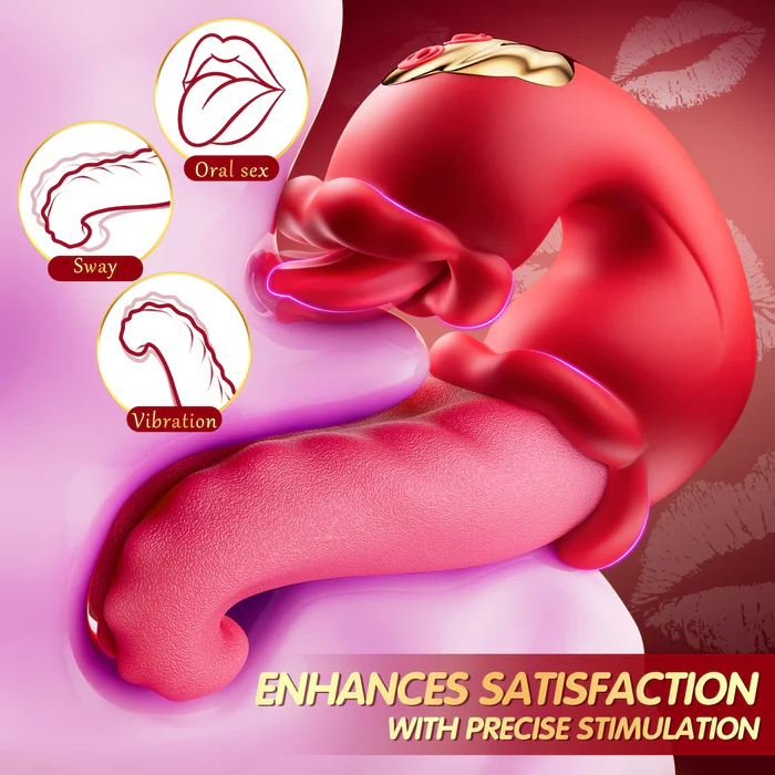 Twin Rose Thrusting G Spot Vibrator - Tongue Teasing & Vibrating