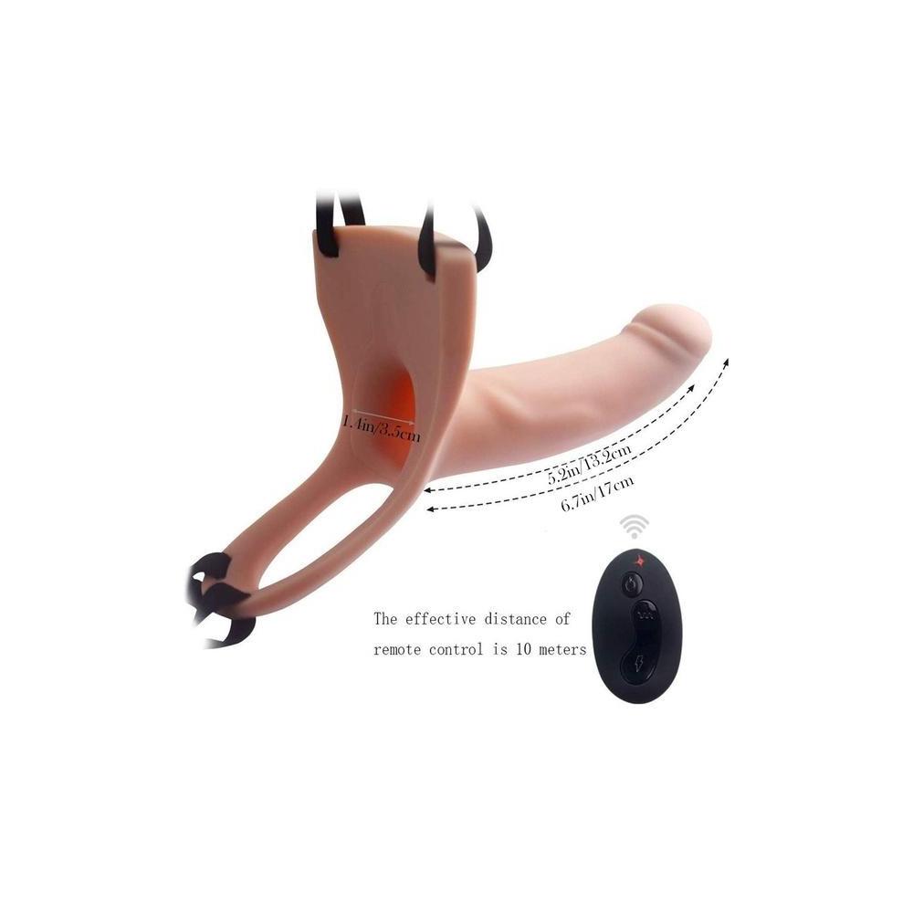 6.7 Remote 10 Vibrating Hollow Strap-On Dildo