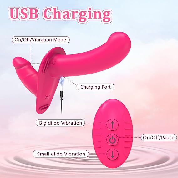 Strapless Vibrating Dildo - Adjustable Harness & Remote Control Wearable Vibrator