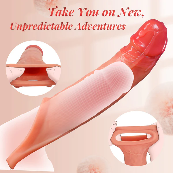(BLACK) APP Controlled 9 Vibration Intensities Vibrating Penis Sleeve
