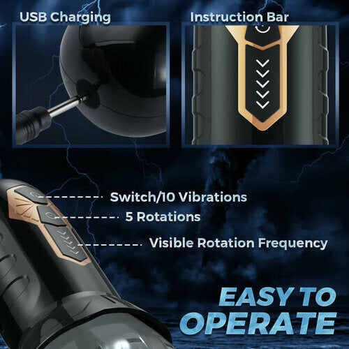 TORNADO Male Masturbator 5-Frequency Rotation 10 Speeds Vibration Oral Sex Cup