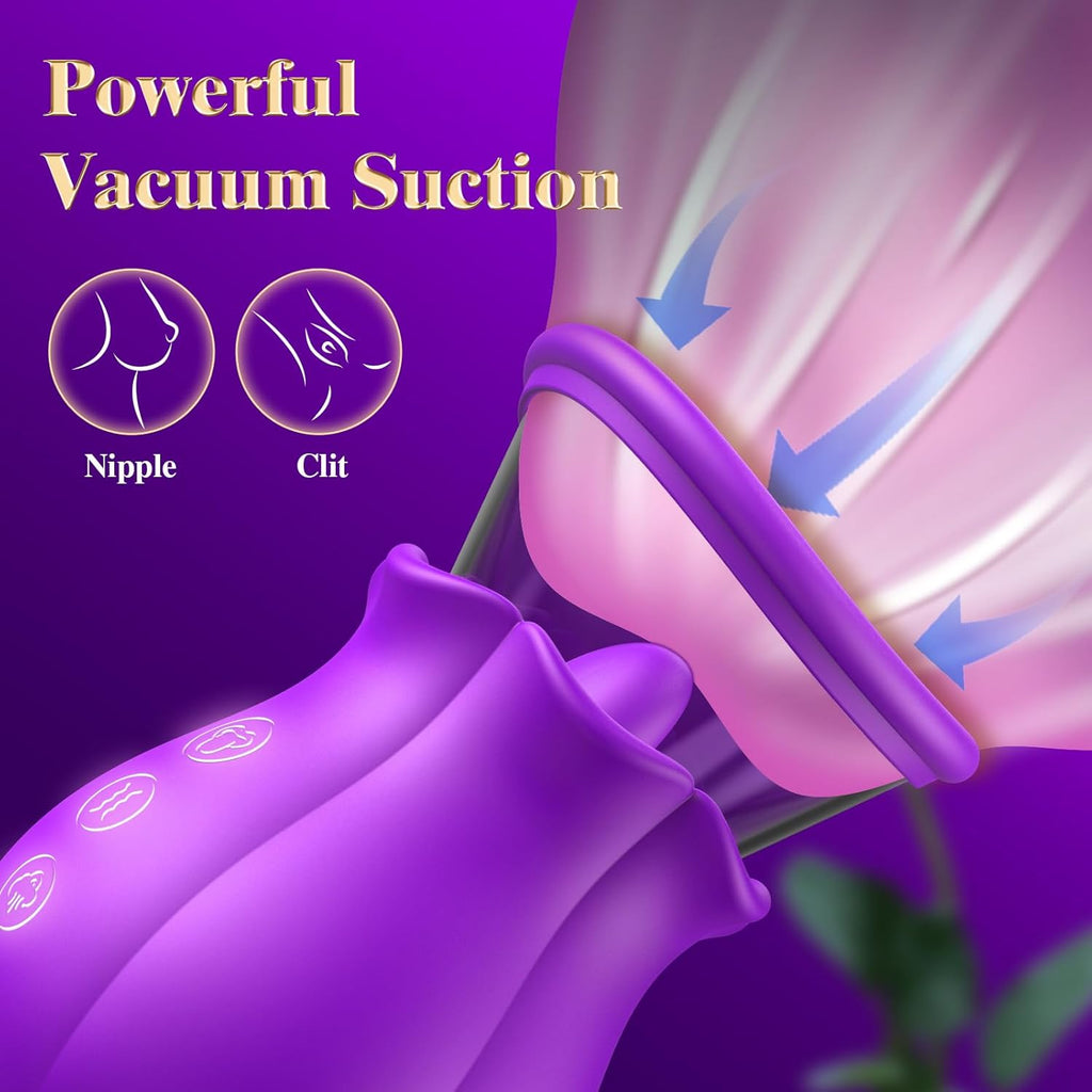Sucking Vibrator - 3 in 1, Removable Cup, 360° Rotation G spot Vibrator with 9 Tongue Licking & Vibration & 3 Suctions