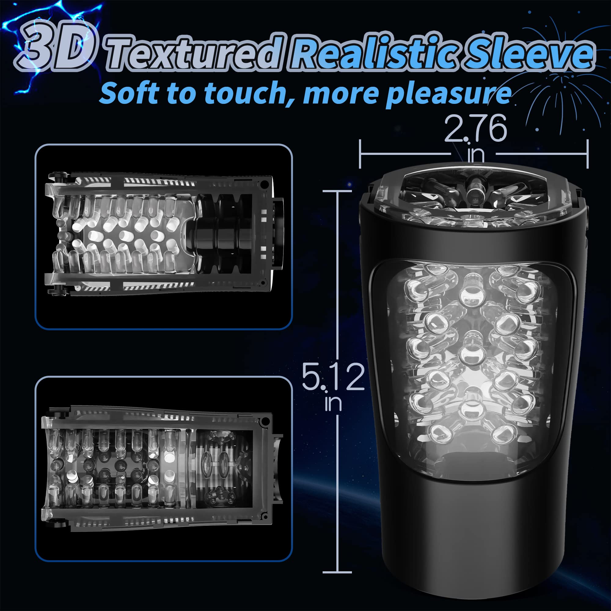 LCD Display 10 Vibrating & 6 Thrusting Modes Automatic Male Masturbators