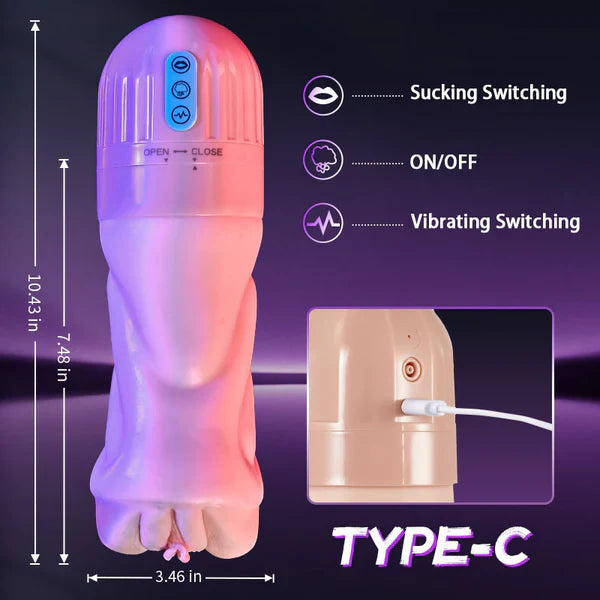 Beate - 5 Sucking Oral Swallowing 10 Vibrating Massage Training Masturbation Cup,Star-starring identical mold production [free of tax]【❤️Discreet Shipping】