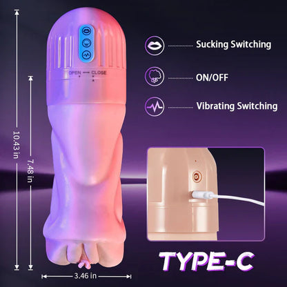 Beate - 5 Sucking Oral Swallowing 10 Vibrating Massage Training Masturbation Cup,Star-starring identical mold production [free of tax]【❤️Discreet Shipping】