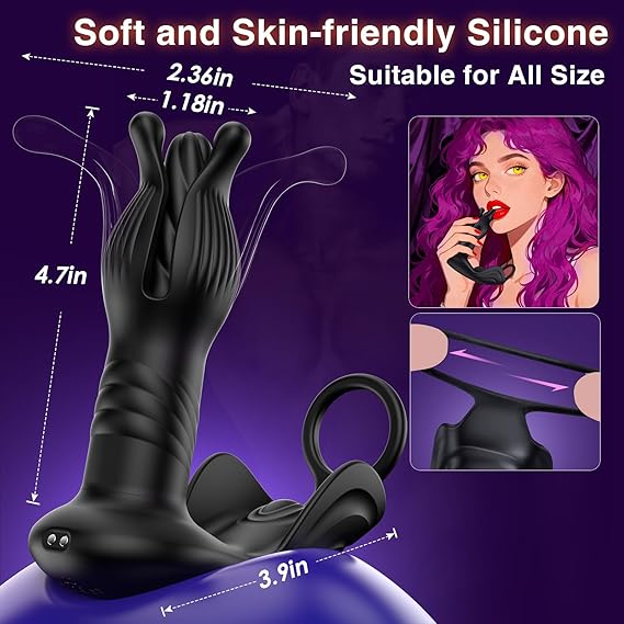 9 Tension Shock Flapping Thrusting Vibrating Cock Ring Anal Vibrator Dildo