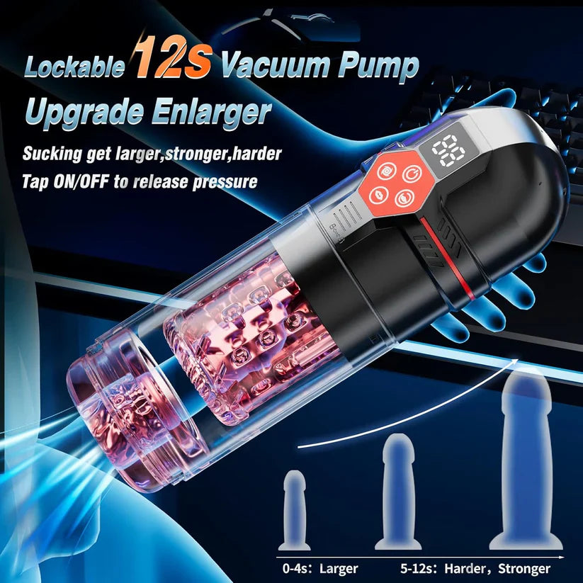 Superbuyg™Male Masturbator Penis Pump – 12-Level Vacuum, 7-Mode Thrusting, Rotating, Vibrating & Sucking with LCD Display,Star-starring identical mold production [free of tax]【❤️Discreet Shipping】