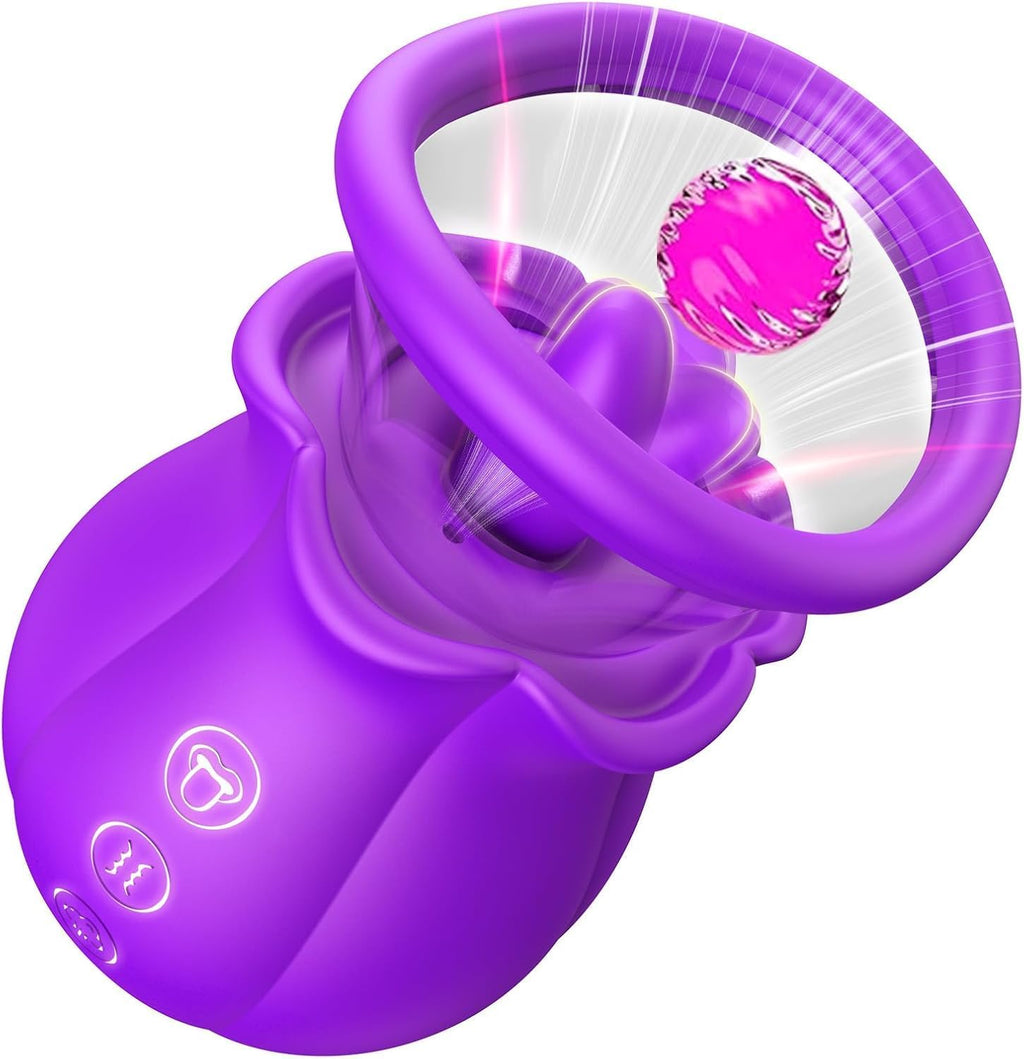 Eveandlove Sucking Vibrator - 3 in 1, Removable Cup, 360° Rotation G spot Vibrator with 9 Tongue Licking & Vibration & 3 Suctions