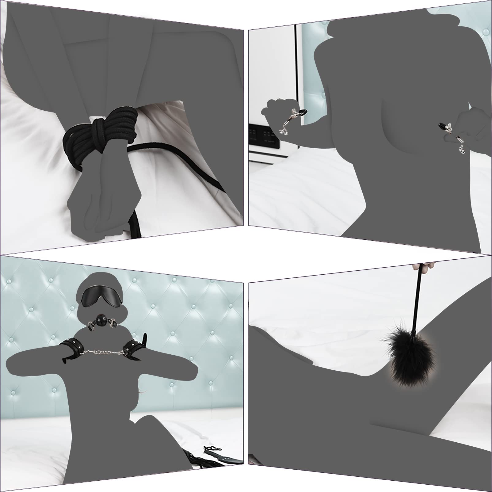 11 Pcs BDSM Leather Bondage Sets Restraint Kits for Women and Couples