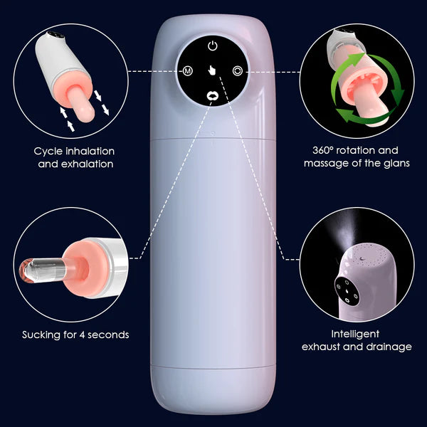 P1 100% Waterproof Blowjob Machine Rotation Suction Heating Function Male Masturbator