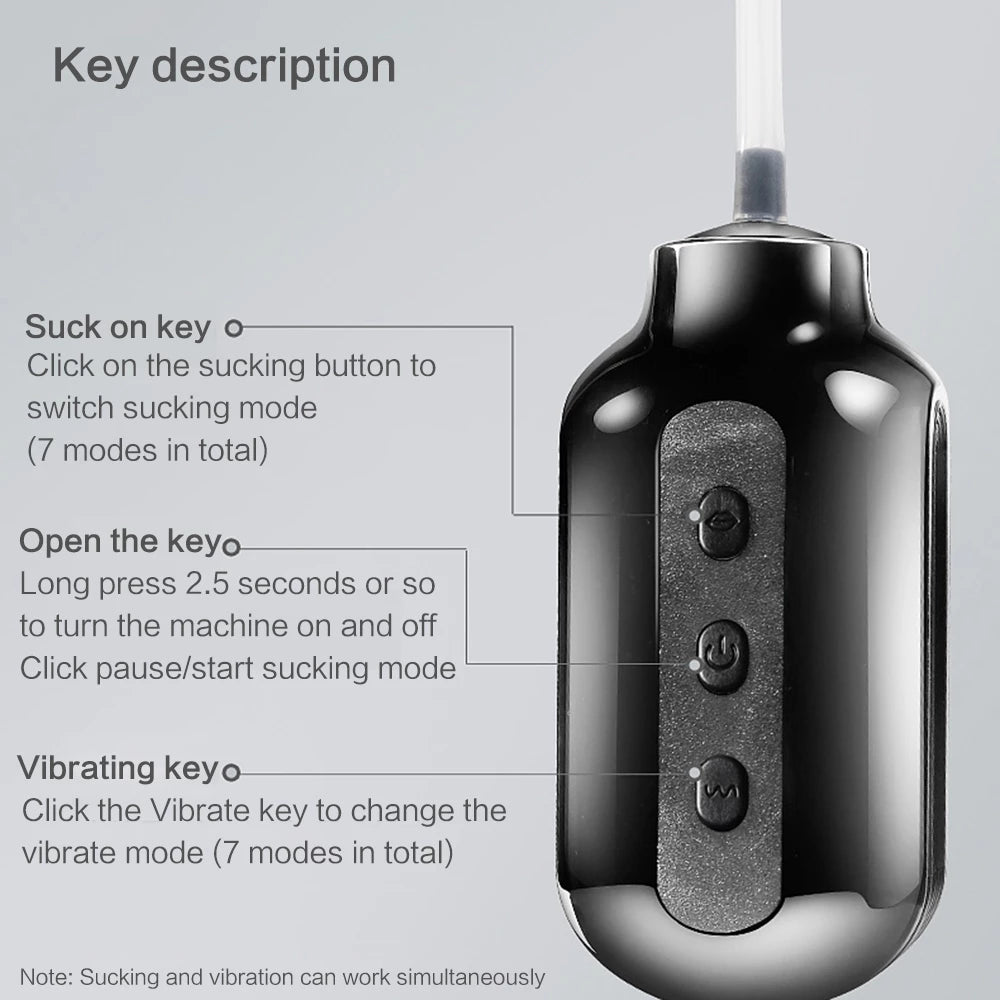 7 Modes Strong Sucking  Electric Deep Throat Clip Suction Sex Toys for Men