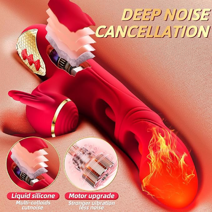 Double Tongue Licking & Vibrating Dildo - 7 Flapping Modes & 10 Vibrations for G-Spot & Clitoral Stimulation