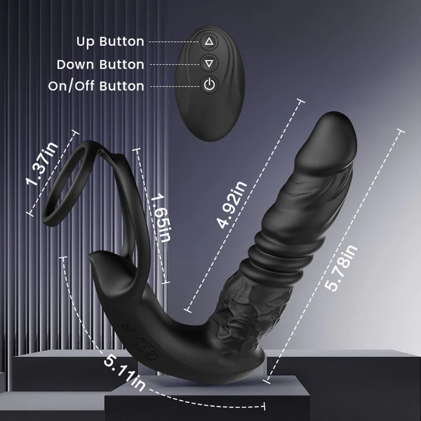 Bluetooth Remote Control 9 Thrusting Vibrating Prostate Massager with Penis Ring