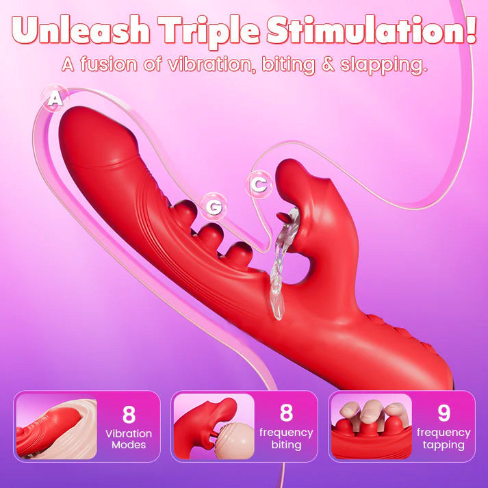 Pulsekiss - Rabbit Vibrator with Tongue G-spot Triple Tap & Clitoral Kiss For Dual Pleasure