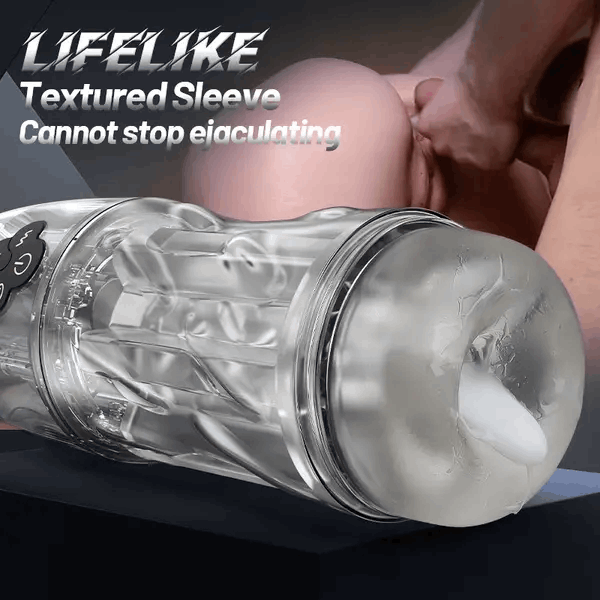 Fully Transparent Vibrating Sucking Voice Male Mechanical Stroker