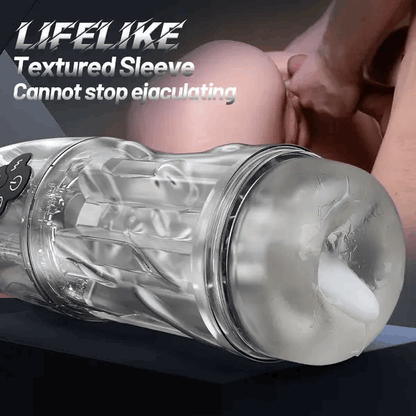 Fully Transparent Vibrating Sucking Voice Male Mechanical Stroker