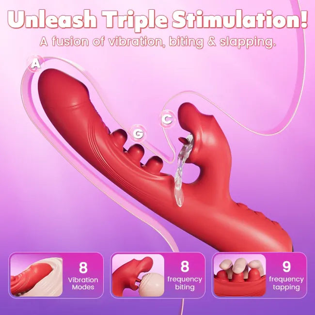 G-Spot Vibrator With 9 Tapping Rhythms & 8 Licking Sucking Vibrating Modes