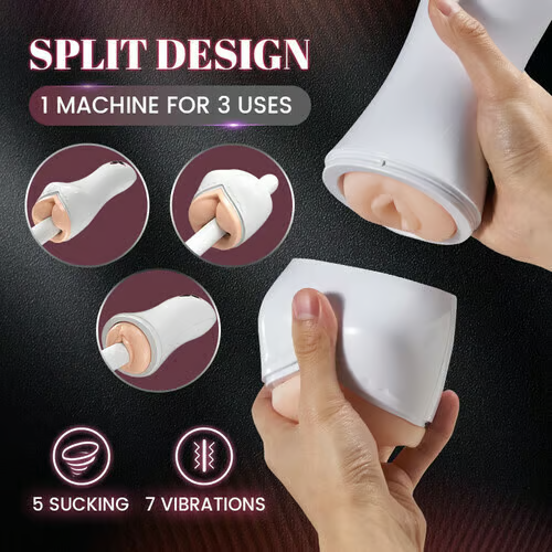Allure Split Design Breast Vulva Entry 5 Suction & 7 Vibrations 3 Languages Automatic Masturbation Cup