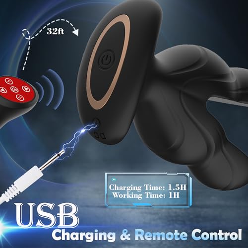 8 Electric Shock & Vibrations Remote Control Large Anal Plug Vibrator