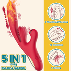 3 Thrusting Vibrating & 10 Pulsating & 7 Sucking 10.4inch Vibrators with Heating Adult Toy, Triple Action Sex Toy G-Spot & Clitoris Stimulator