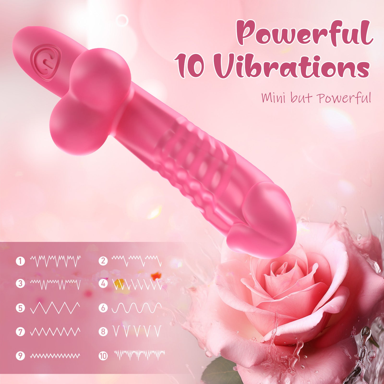 10 Powerful Vibrations 100% Waterproof Mini Dildo