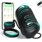 Eveandlove APP & Remote Control 9 Vibrating with 2 Cock Penis Ring Stretchy Male Masturbator