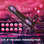10 Vibrating Multi-Purpose Pleasure Double Strap-On Dildo