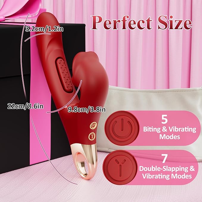 G Spot Vibrato: 3 in 1 Tongue Rose Clitoral Vibrator, 7 Flapping & 5 Biting Vibration Modes