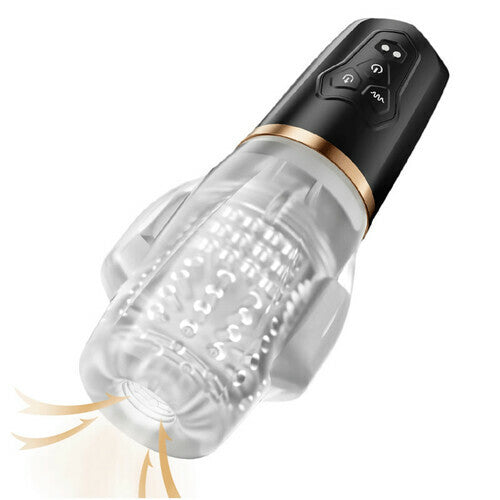 Rocket Sucking & Vibrating Transparent Dual Motor Male Masturbation Cup