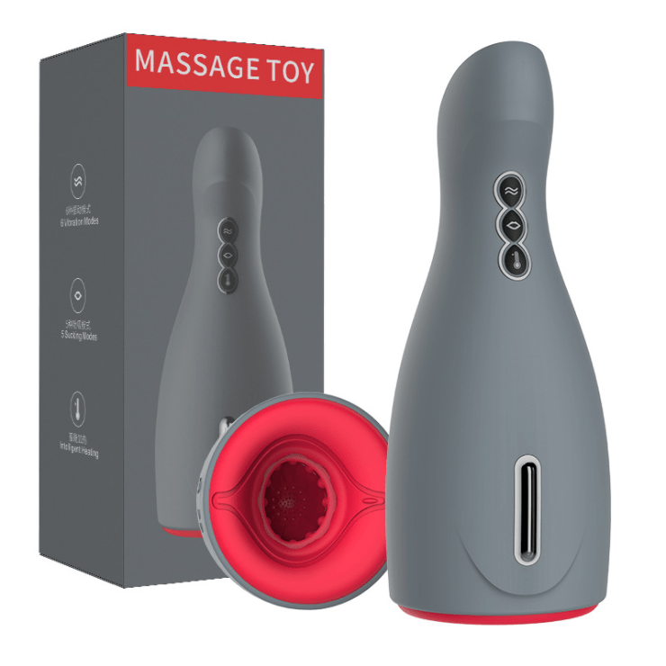 Matte Gray 5-frequency sucking 6-speed vibration Heating Blow-job Masturbator