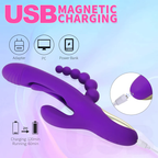 Triple Bliss Rabbit Tapping G-spot Vibrator with Anal Beads for Triple Stimulations