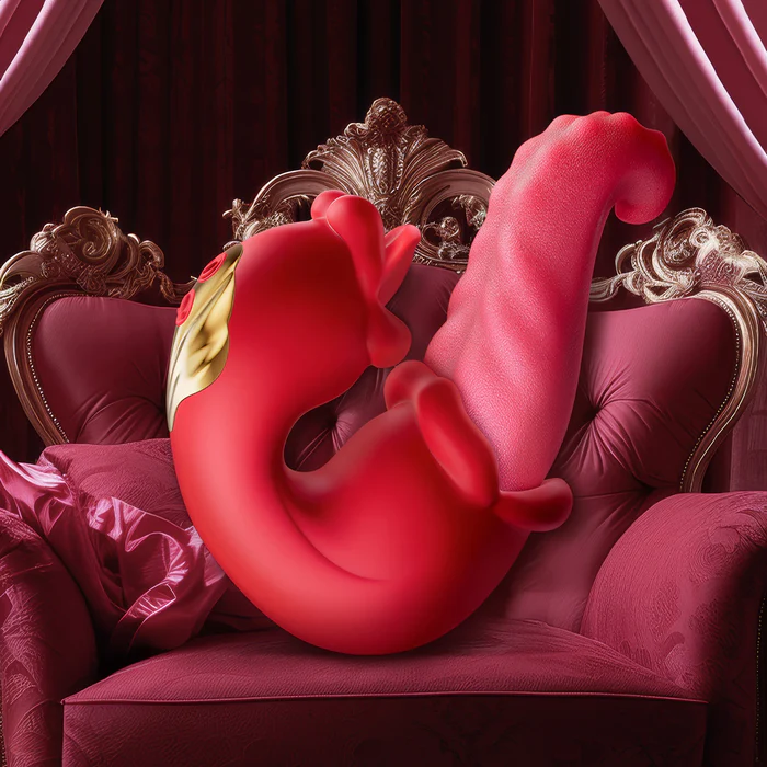 Twin Rose Thrusting G Spot Vibrator - Tongue Teasing & Vibrating