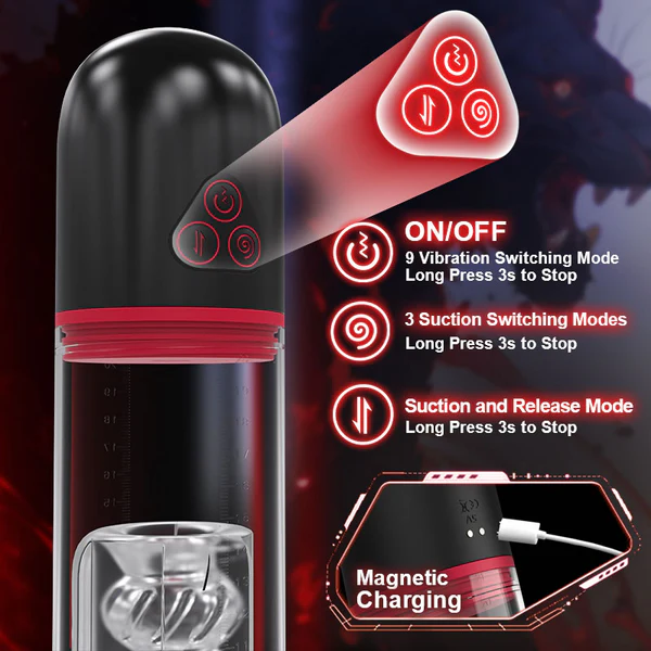 9 Vibrating 9 Sucking Male Masturbator Penis Enlargement Pump