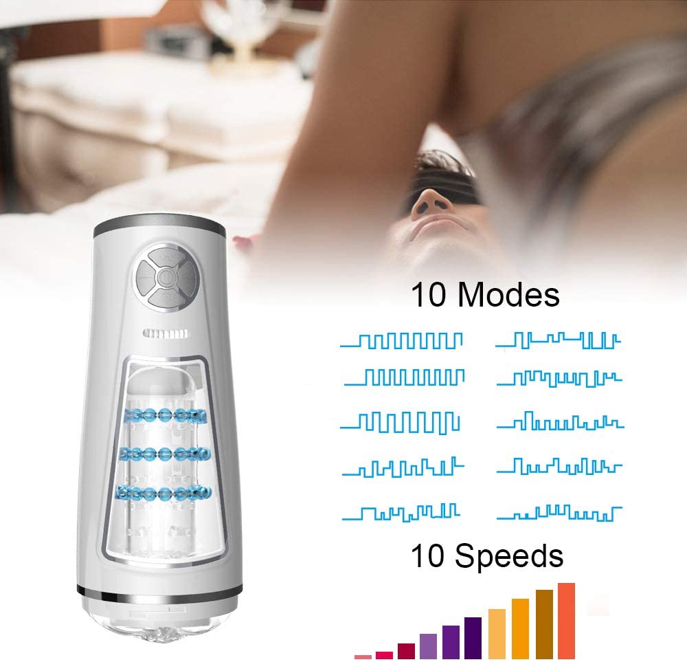 MIGYY 10 Thrusting 10 Speeds Massage Rings Male Masturbator Cup