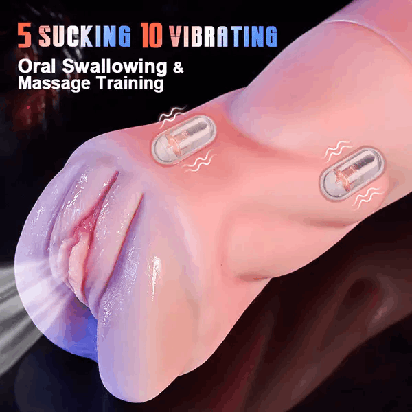 5 Sucking 10 Vibrating Simulated Vagina Masturbator and Pussy Pocket