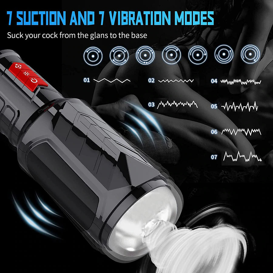 Automatic Penis Masturbation Blowjob Cup with 7 Oral-Suction & 7 Vibration Modes