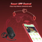 APP & Remote Control 9 Vibrating with 2 Cock Penis Ring Stretchy Male Masturbator