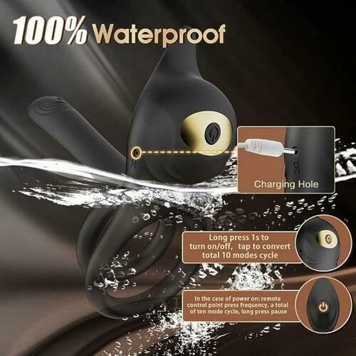 3 in 1 Cock Ring Vibrator, 10 Vibration G Spot and Clitoris Stimulator, Erection Couple Vibrator